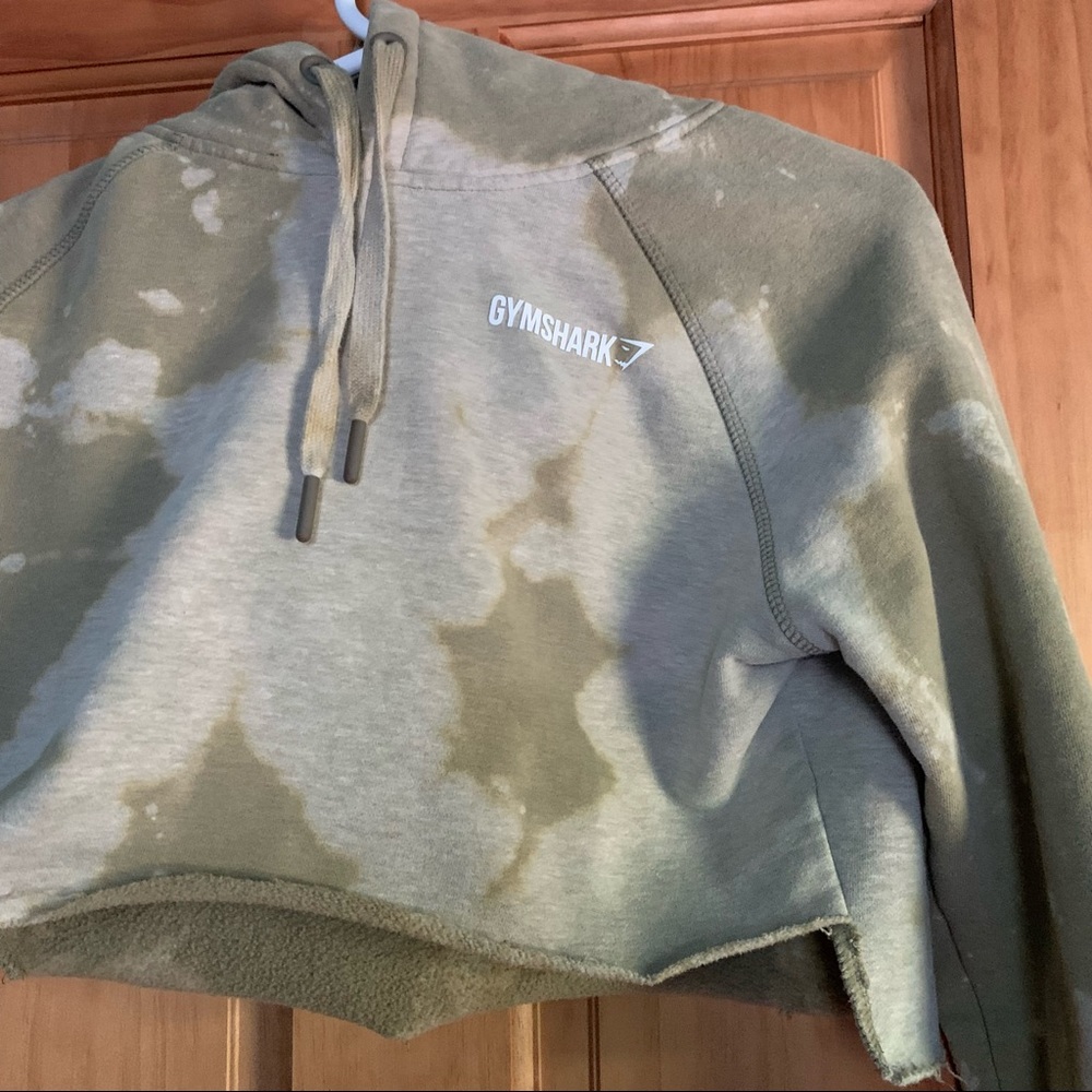 gymshark | tie dye | cropped | bleached | army green | hoodie | sweatshirt